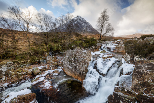 Waterfall in the mountains of Glencoe Scotland