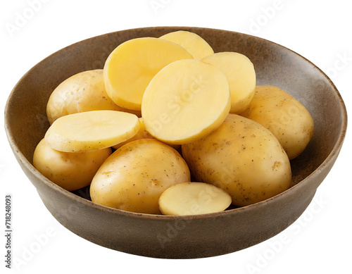 Raw washed potatoes cut into chips - isolated