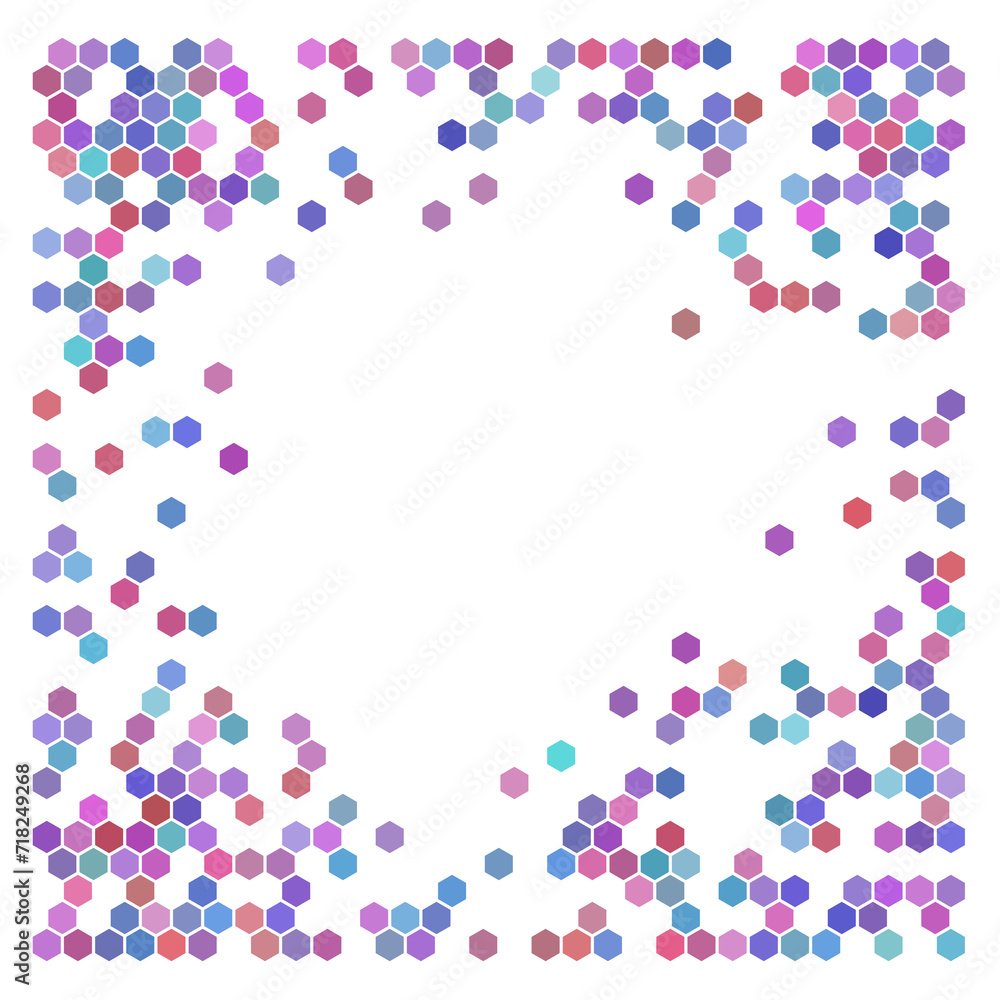 Colorful hexagons, halftone random background. Colorful hexagons, halftone random background.