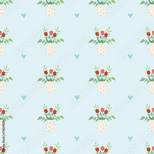 Wallpaper Mural Cute seamless vector pattern with floral bouquet. Torontodigital.ca