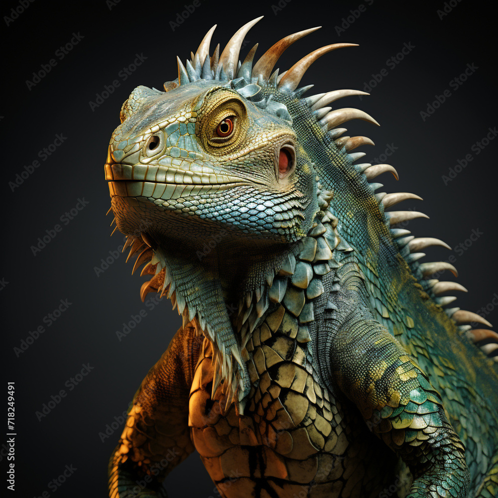 Fototapeta premium Dazzling Movie Texture Fierce Big Lizard сreated with Generative Ai