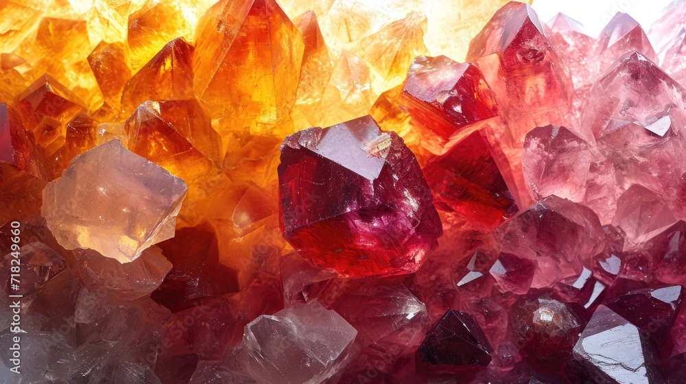 Fiery collage of Ruby, Garnet, and Citrine, radiating warmth and passion against a white background Fiery collage of Ruby, Garnet, and Citrine, radiating warmth and passion against a white background