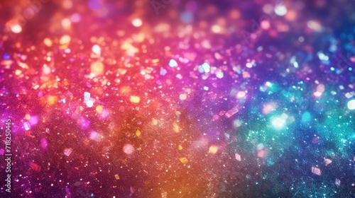 Bright abstract holographic background of red, blue, orange, pink colors in the form of waves. The shiny texture of the sequins. Festive background. A greeting card.