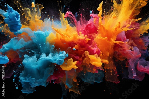 ink splashes under water in different colors