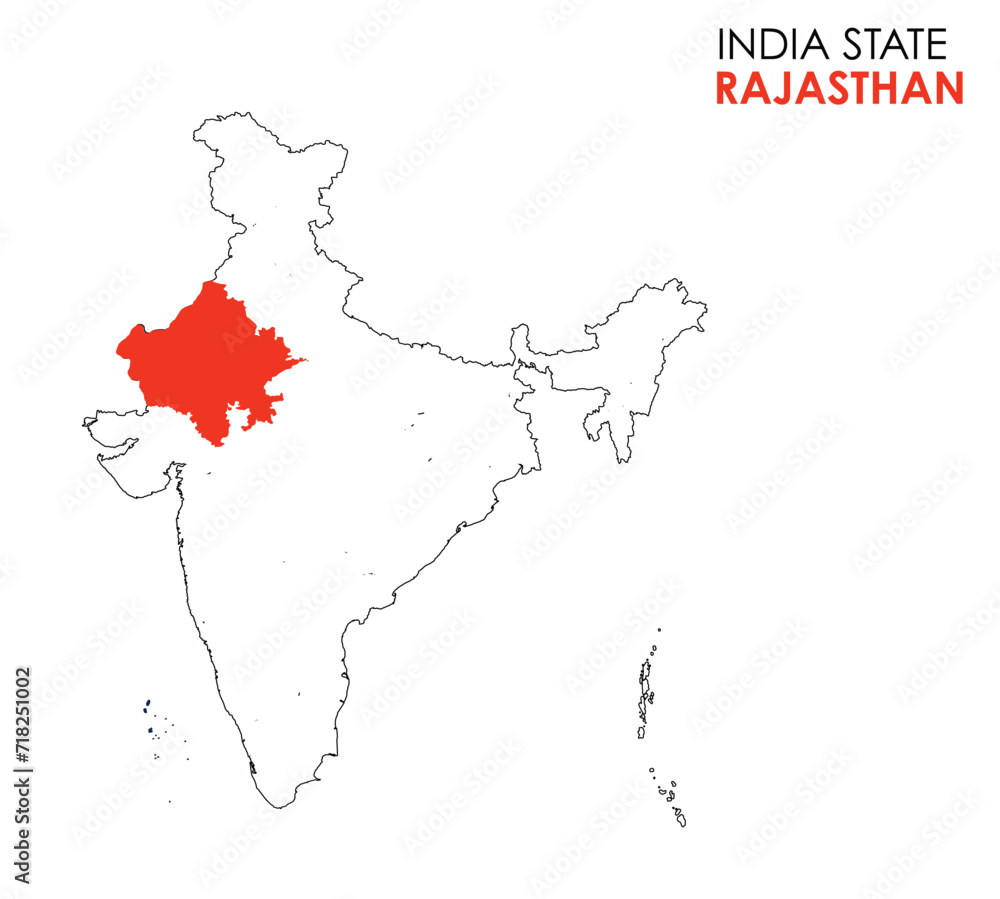 Rajasthan map of Indian state. Rajasthan map vector illustration ...