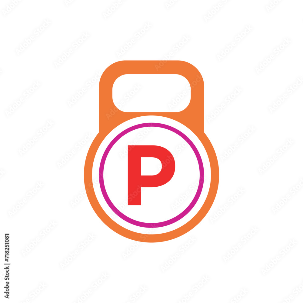 Kettlebel Logo combine with letter P vector template Kettlebel Logo combine with letter P vector template