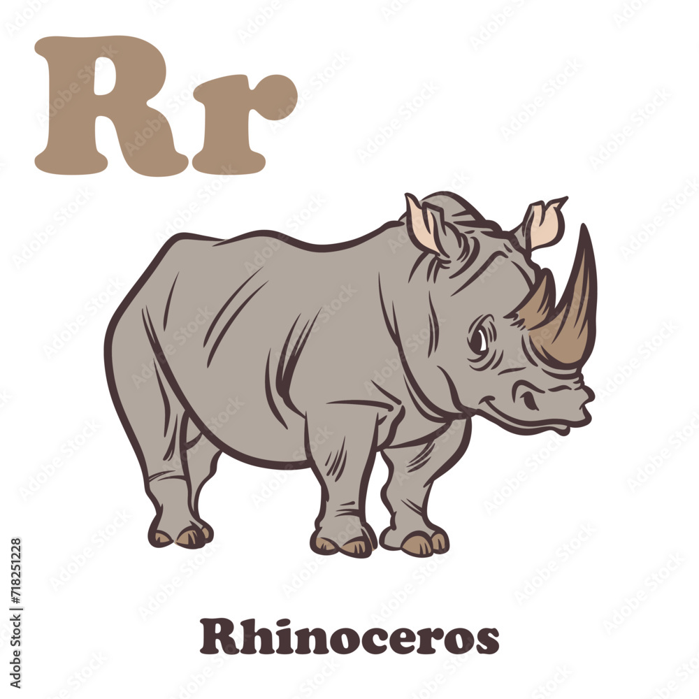 Rhinoceros Alphabet Cartoon Character For Kids