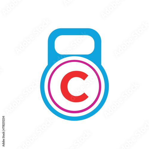 Kettlebel Logo combine with letter C vector template photo