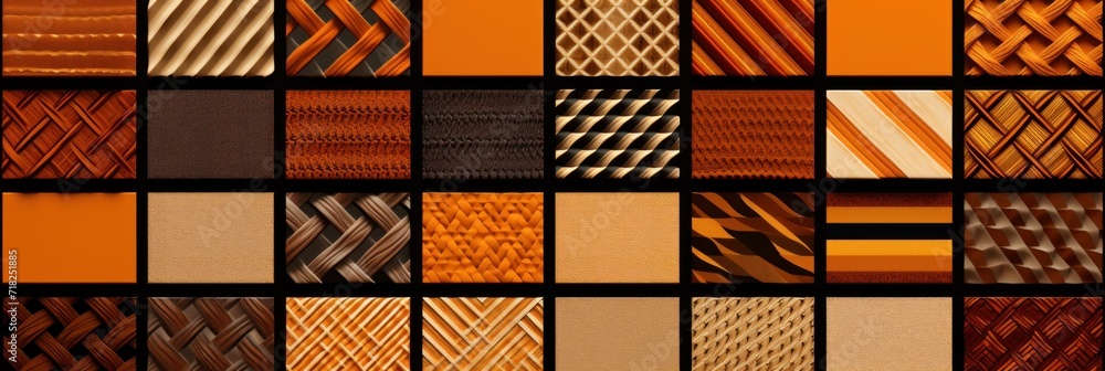 orange different pattern illustrations of individual different woven fabric patterns