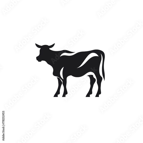 STYLIZED COW  full body  black an white  logo  icon  minimalist   reated with Generative Ai