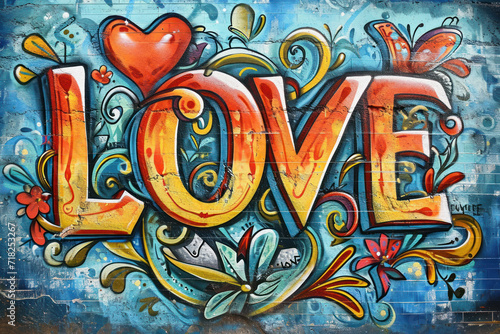 Colorful Street Art  Graffiti LOVE in a Dynamic Composition