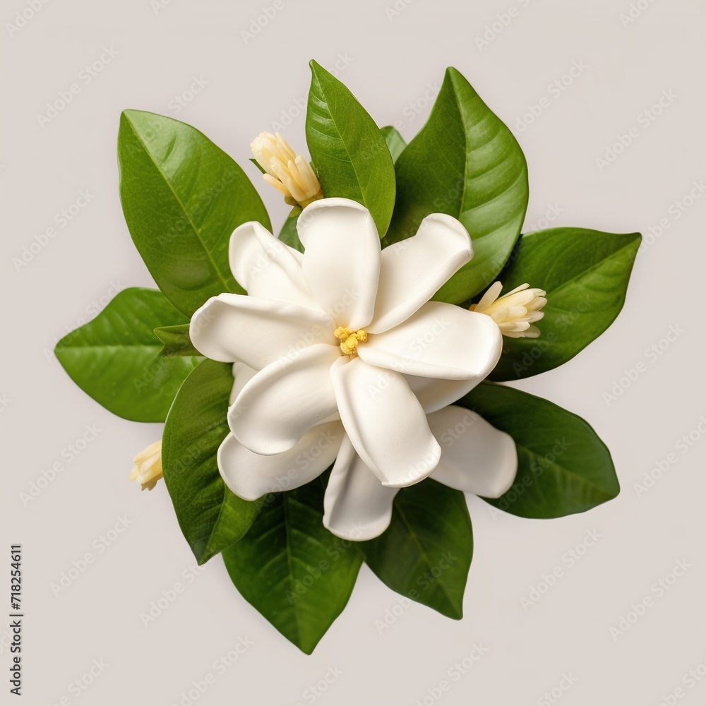 Fototapeta premium A single piece of jasmine top view isolated on white background