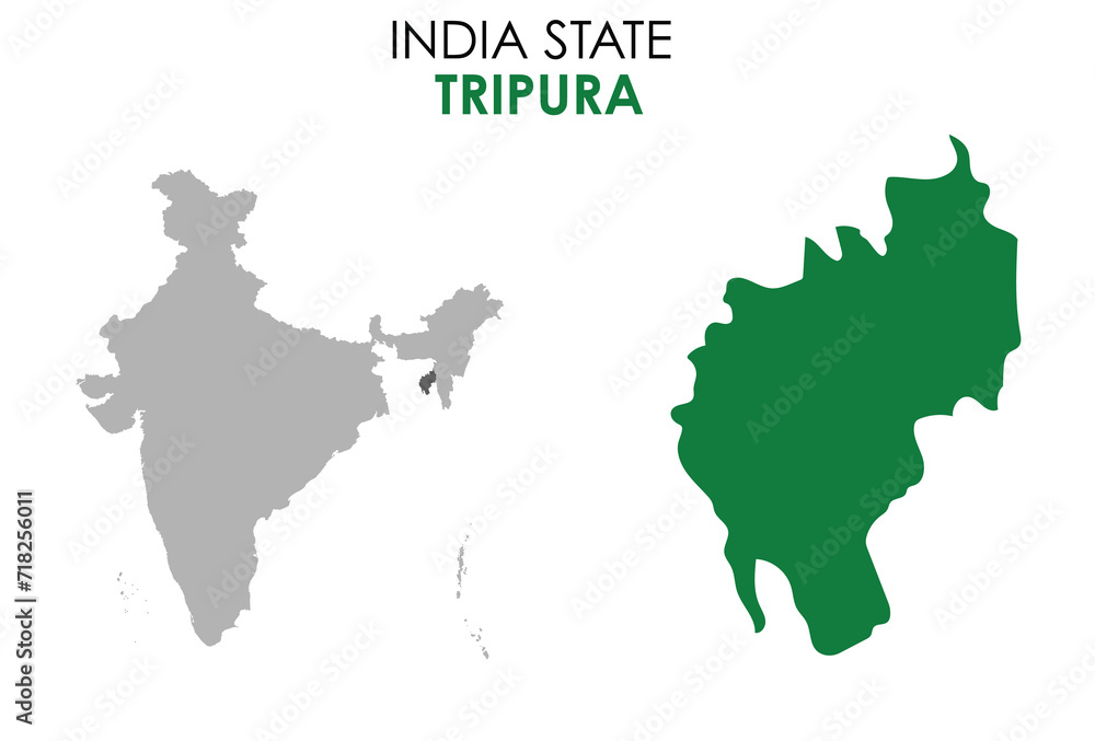 Tripura map of Indian state. Tripura map vector illustration. Tripura vector map on white background.
