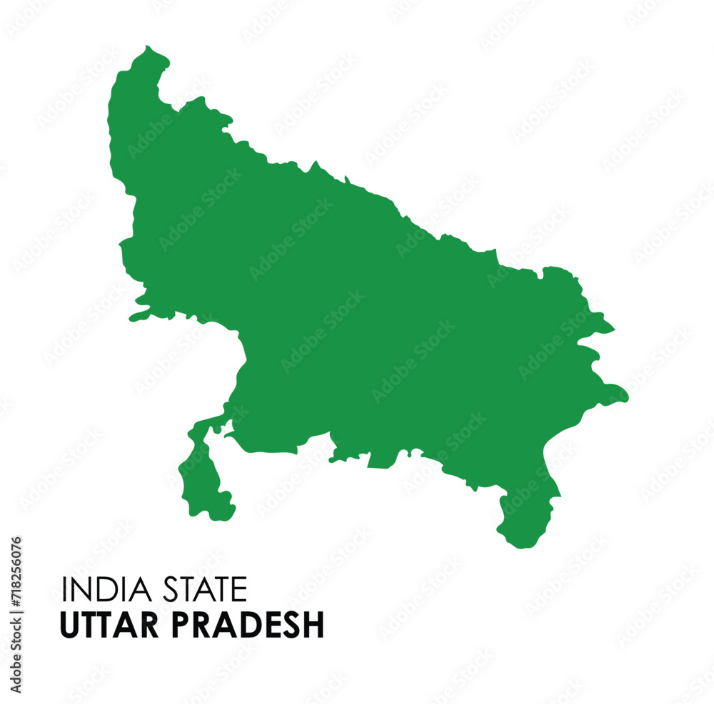 Uttar Pradesh map of Indian state. Uttar Pradesh map vector illustration. Uttar Pradesh vector map on white background.