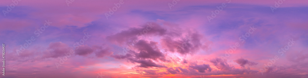 360 VR 2:1 equirectangular dramatic sunset sky background overlay. Ideal for 360 VR sky replacement. High quality 300 dpi, adobe rgb color profile