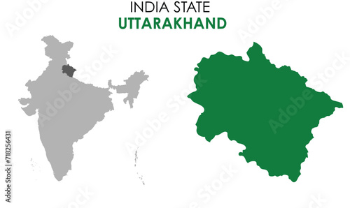 Uttarakhand map of Indian state. Uttarakhand map vector illustration. Uttarakhand vector map on white background.