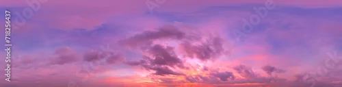 Obraz  z motywem 360 VR 2:1 equirectangular dramatic sunset sky background overlay. Ideal for 360 VR sky replacement. High quality 300 dpi, adobe rgb color profile