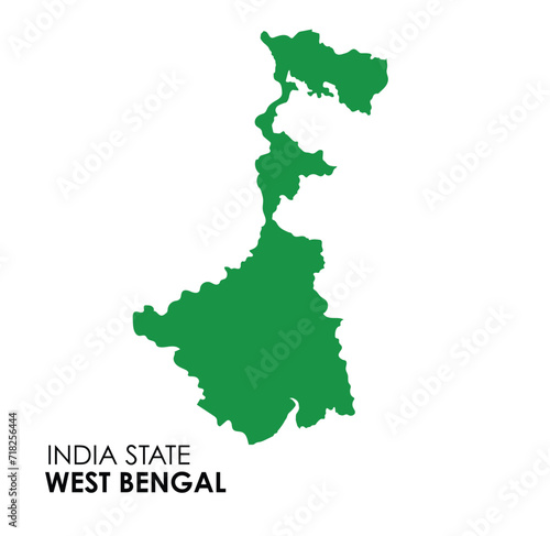West Bengal map of Indian state. Kolkata map vector illustration. Wet Bengal vector map on white background.