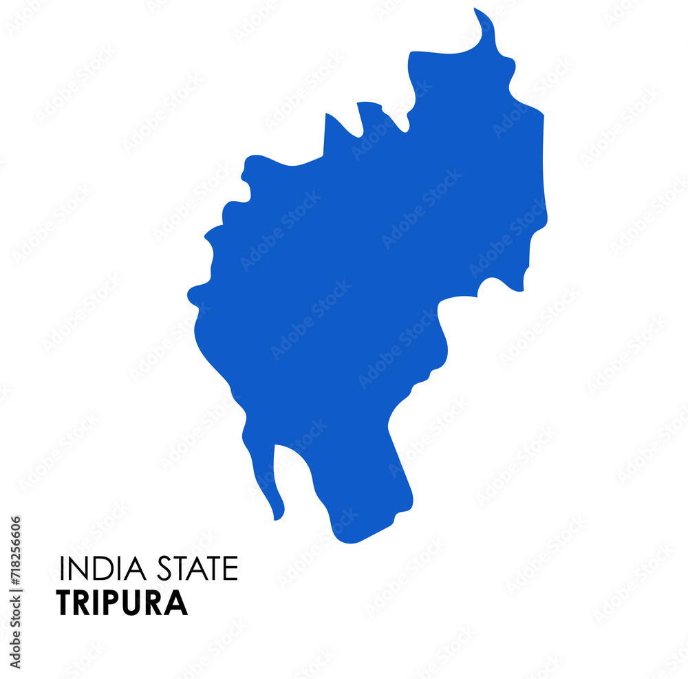 Tripura map of Indian state. Tripura map illustration. Tripura map on white background.