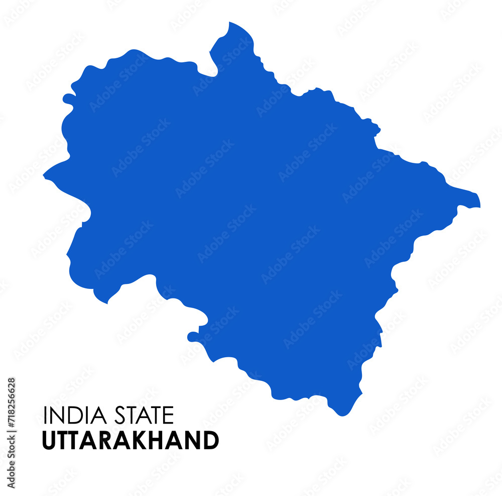 Uttarakhand map of Indian state. Uttarakhand map illustration. Uttarakhand map on white background.