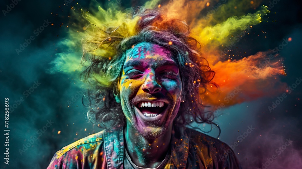 Happy Holi Wallpaper of a Smiling Face Happy Holi Wallpaper of a Smiling Face
