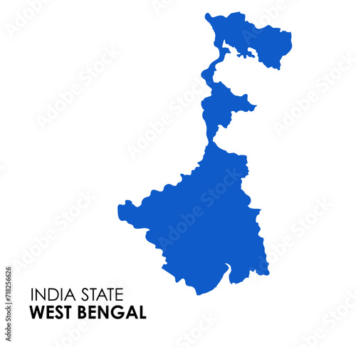 West Bengal map of Indian state. Kolkata map illustration. Wet Bengal map on white background.