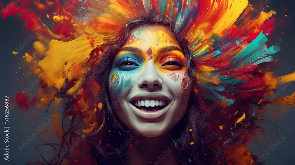 Happy Holi Wallpaper of a Smiling Face