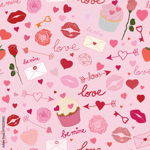 Valentines day Heart Graphic Seamless Repeat Print Vector Design