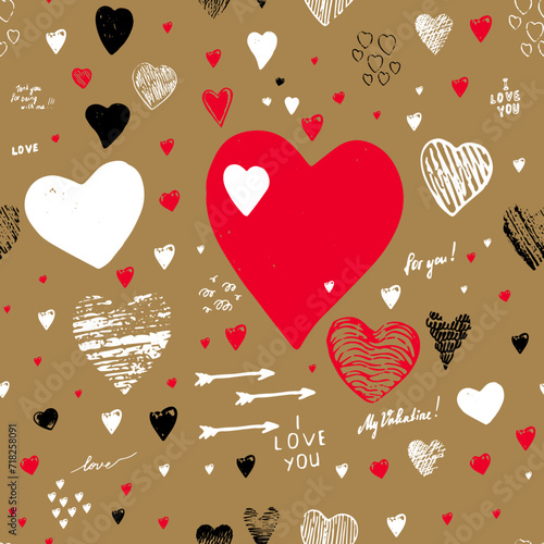 Valentines day Heart Graphic Seamless Repeat Print Vector Design