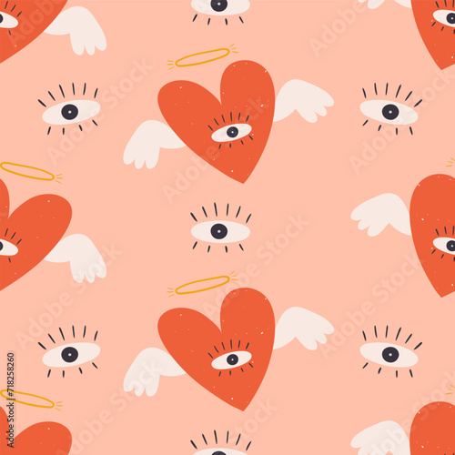 Valentines day Heart Graphic Seamless Repeat Print Vector Design