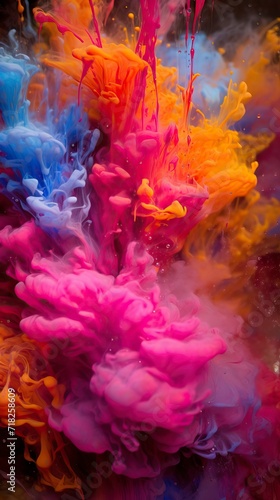 Splashes of paint for Holi in nature