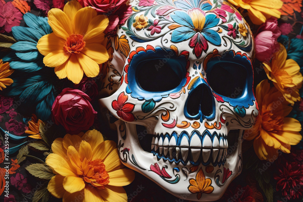 Skull in the flowerbed