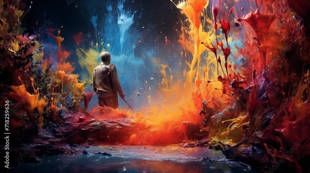 Obraz premium Splashes of paint for Holi in nature