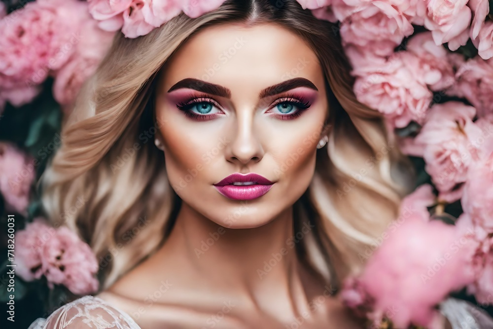 Divine Beauty, A portrait of a young woman with Pink Pastel makeup look