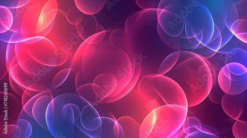 Colorful Red and Blue Background with Pink Bubbles and Luminous Spheres © Psykromia