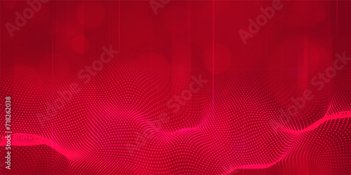 Digital technology futuristic internet network connection red background, abstract cloud cyber information communication, Ai big data science, innovation future tech, line dot illustration vector 3d