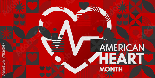 American Heart Month - vector illustration, banner