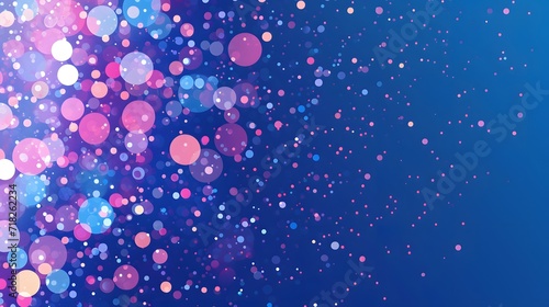 Abstract Pink and Blue Confetti Bokeh with Colorful Spheres