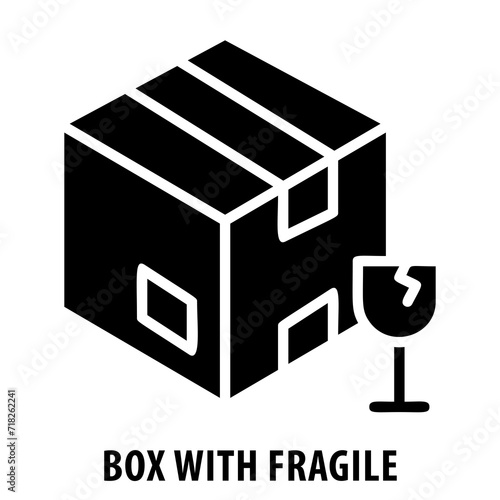 Box with fragile, handle with care, shipping, delicate, breakable, packaging, fragile symbol, warning sign, logistics, transportation, product protection, shipping icon