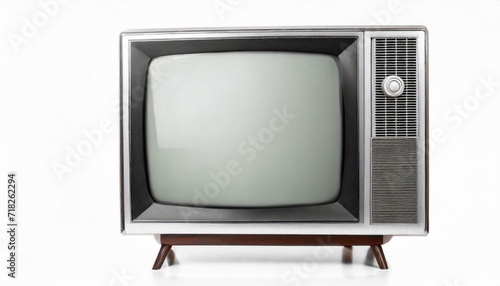 old silver tv isolated on white background retro technology concept blank screen for text vintage tvs 1980s 1990s 2000s