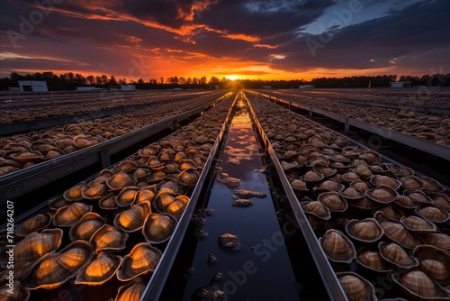 Clam Farming Channels at Sunset photo