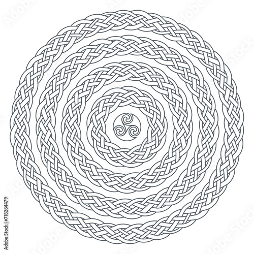 Celtic knot braided frame border ornaments set. 4 circles set.