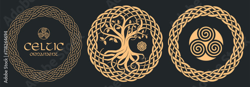 Celtic tree of life, tribal print, braided knots.