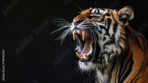Roaring Tiger with Dramatic Black Background