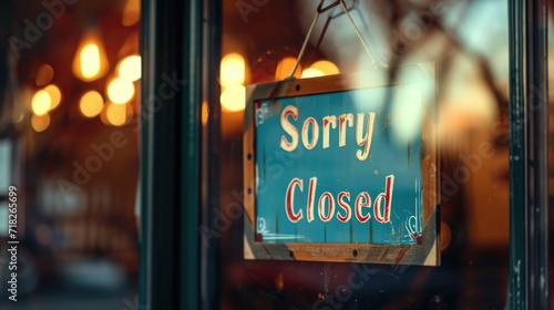 Vintage 'Sorry Closed' Sign on a Shop Door
