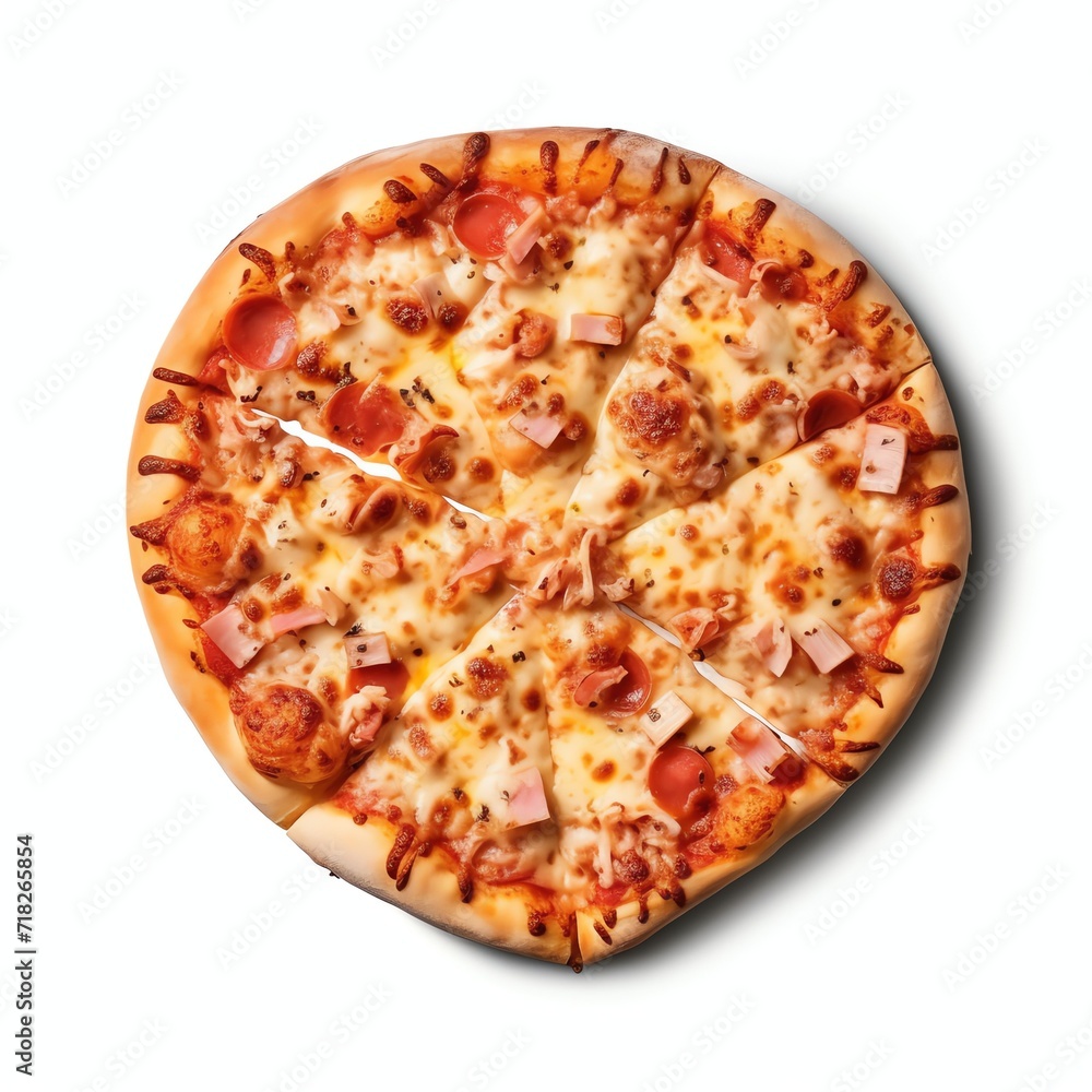 a meet lover pizza, studio light , isolated on white background