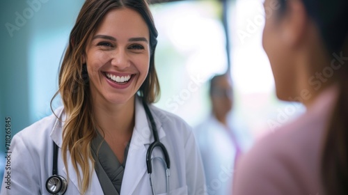 Friendly Female Doctor Smiling at Patient