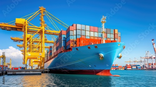 Cargo Ship Loaded with Colorful Containers at Port