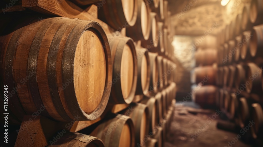 Vintage Wine Cellar with Oak Barrels