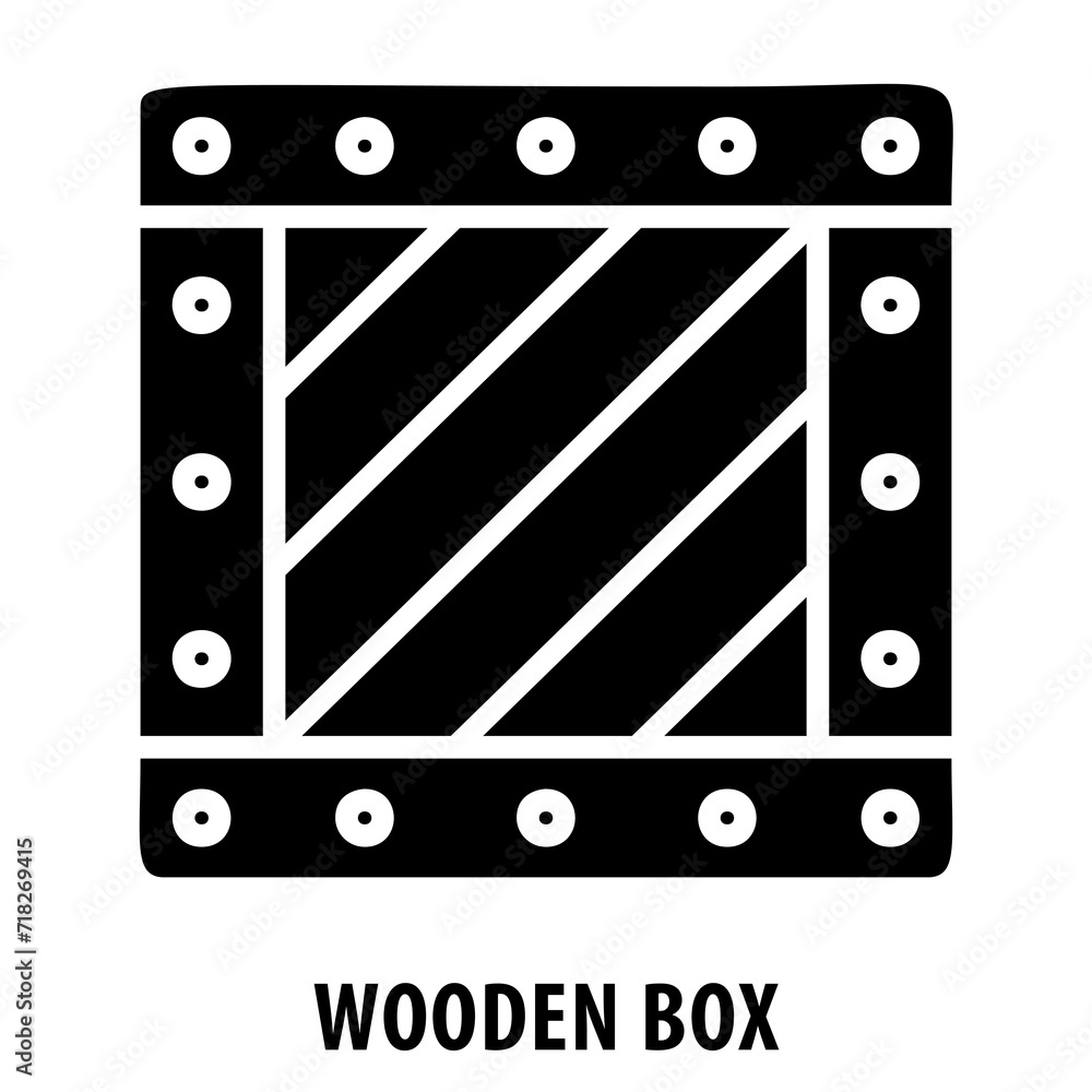 Fototapeta premium wooden box, storage, container, packaging, crate, wood, vintage, wooden crate, cargo, shipping, wooden storage, antique, rustic, retro, wooden box icon